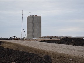 New concrete grain elevator on a construction site