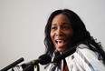 EASTBOURNE, ENGLAND - JUNE 11:  Venus Williams of the USA talks to the media during a press conference on day one of the AEGON International on June 11, 2011 in Eastbourne, England.  (Photo by Bryn Lennon/Getty Images)