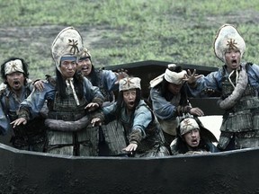 Scene from an hilarious song-and-dance number about the wonderfulness of rice, in the Korean movie Battlefield Heroes.