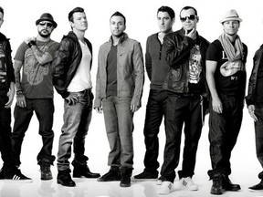 New Kids on the Block and the Backstreet Boys (with NKOTB Jonathan Knight  standing centre) co-headline Montreal’s Bell Centre on August 5 (Photo courtesy Evenko)