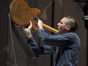 Win Butler from Arcade Fire at big free outdoor show in Montreal Sept. 22. Gazette photo by Pierre Obendrauf.