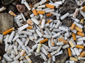 Cigarette butts in a Montreal-area parking lot.  (Dario Ayala/THE GAZETTE)