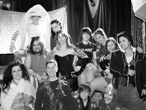 Montreal's hugely popular Dukes of Drag troup (with Ian Poe Kerr, second from left, front row) headline their PANTYMONIUM! concerts at Sala Rossa (4848 St-Laurent) on February 3 and 4 (Photo by Will Swanson, courtesy The Dukes of Drag)