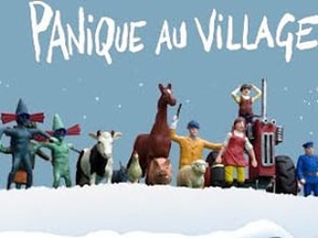 Poster for Belgian stop-motion animation film Panique au Village (A Town called Panic). To be shown at  Cinematheque Quebecoise as part of Nuit Blanche.