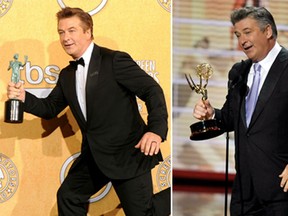 Alec Baldwin at left, in 2012 at the SAG awards, and in 2009 at the Emmys, photos from Gazette files.