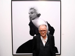 Photographer Bert Stern attends the opening of Picturing Marilyn at Milk Gallery on November 9, 2011 in New York City. Stern took the photo of Marilyn Monroe which hangs behind him. (Neilson Barnard/Getty Images for The Weinstein Company)