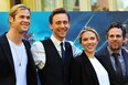 (L to R) Australian actor Chris Hemsworth, British actor Tom Hiddleston, U.S. actress Scarlett Johansson and U.S. actor Mark Ruffalo  pose during the photocall for The Avengers on April 21, 2012 in Rome. The Avengers is directed by Joss Whedon. (ALBERTO PIZZOLI/AFP/Getty Images)