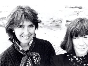 Kate McGarrigle - pictured here (L) with her sister Anna - will be honoured at a benefit concert for the Kate McGarrigle Fund at the McGill University Health Care Foundation, April 23 at La Sala Rossa (4848 Saint Laurent)  in Montreal. Doors open at 7 p.m. The suggested entrance fee / donation is $20.00. (Photo by Dane Lanken, courtesy Jane McGarrigle)