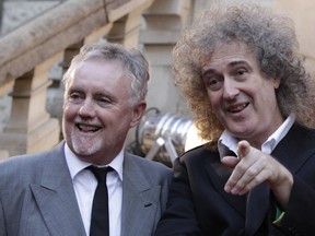 Roger Taylor, Brian May from Queen, in Berlin for premiere of We Will Rock You musical.