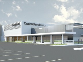 The new 25,000 square foot Crate & Barrel store in Carrefour Laval. Photo courtesy of Crate & Barrel.