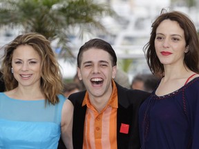 Suzanne Clement, Xavier Dolan, Monia Chokri at the Cannes Film Festival. Photo Canadian Press/AP Francois Mori