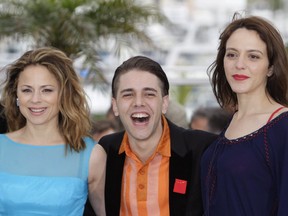 Suzanne Clément, Xavier Dolan, Monia Chokri at the Cannes Film Festival in 2012.