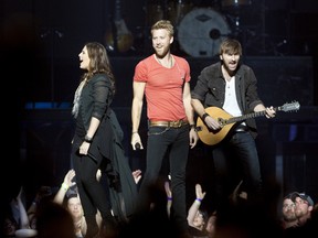 Montreal, QUE.: June 14, 2012-- (L-R) Hillary Scott, Charles Kelley and Dave Haywood of Nashville Tennessee country-pop trio Lady Antebellum perform at Montreal's Bell Center on Thursday June 14, 2012. (Tim Snow / THE GAZETTE)