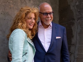 Rachelle Lefevre, Rene Angelil at press junket for film Omerta June 18. Gazette photo by Allen McInnis.