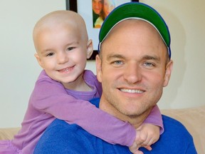 Atlanta-based Montreal native Ryan Burton -- pictured here with his three-year old stepdaughter Callie, who was diagnosed with acute myeloid leukemia in September 2011 -- has recorded the new song "Sometimes You Gotta Fight" with Montreal musician Vann to raise cancer awareness and help fund a cure (All photos courtesy Ryan Burton)