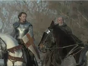 Tom Hiddleston as King Henry V in a BBC production of Shakespeare's Henry V.
Screen grab from video.