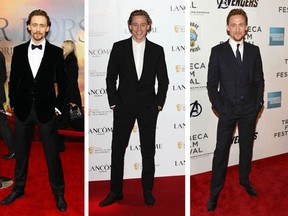 Variations on a theme: Tall Man in Suit – composite photo of Tom Hiddleston by Neilson Barnard/Getty Images (left), Tim Whitby/Getty Images, (centre) Slaven Vlasic/Getty Images (right.)