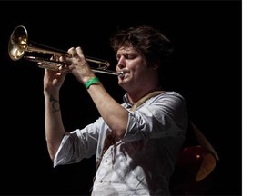 Beirut's Zach Condon performed triple duty on vocals, trumpet and ukelele.