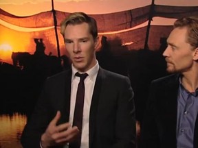 Actors Benedict Cumberbatch (left) and Tom Hiddleston talk about their roles as cavalry officers in Steven Spielberg's movie War Horse.