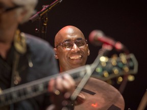 MONTREAL, QUE: MONDAY JULY 2, 2012. -- Drummer Omar Hakim (right)  and guitarist Larry Coryell with Miles Smiles perform at Theatre Maisonneuve of Place des Arts as part of the Montreal International Jazz Festival. Monday, July 2, 2012. (Peter McCabe / THE GAZETTE )