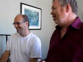 Mitch Melnick, Ted Bird at TSN Radio 990 offices earlier this year. Gazette photo by Dave Sidaway.