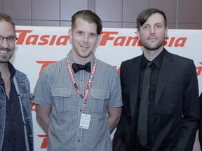 Horror film Toad Road had its world premiere at the 2012 Fantasia Film Festival, Thursday, July 26, 2012.  Left to right: Alexandre Trudeau, Adrian Salpeter (Toad Road producer), Jason Banker (Toad Road director) and Liz Levine (Toad Road producer). 

Photo by Random Bench
