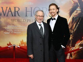 Director and producer Steven Spielberg (L) and actor Tom Hiddleston attend the War Horse world premiere at Lincoln Center on December 4, 2011 in New York City.  (Neilson Barnard/Getty Images)