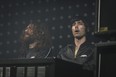Gaspard Augé, left, and Xavier de Rosnay, right, of the French electronic duo, Justice perform during the first day of the Osheaga Music and Arts Festival (Tijana Martin/The Gazette)