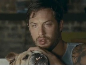 Actor Tom Hardy gets all weepy and sniffly over a movie, in this screen grab from an ad for Kleenex tissues. Watch the video below.
