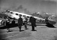 April 1, 1939, marks the inauguration of scheduled transnational passenger service between Montreal and Vancouver, with stops in Ottawa, North Bay, Kapuskasing, Winnipeg, Regina and Lethbridge. The flight takes 15 hours. Passengers here are deplaning in Vancouver. (All photos Air Canada Archives, courtesy Air Canada)