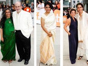 Director Deepa Mehta, left, and writer Salman Rushdie, actress Seema Biswas, centre, and Sophie Gregoire and husband Justin Trudeau arrive at the premiere for Midnight's Children at the 2012 Toronto International Film Festival, September 9, 2012 in Toronto. (All photos by Jemal Countess/Getty Images)