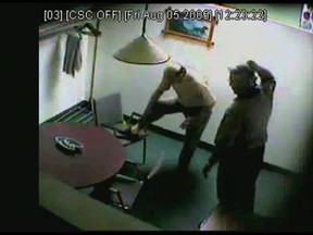 A police surveillance video showing the late Niccolo Rizzuto,  the onetime don of the country's most powerful mafia crime family, stuffing cash from construction bosses into his socks. The Charbonneau Commission has spent two days watching  videos shot during Operation Colisee, a five-year investigation that led in 2006 to mass arrests during the largest sweep against the Italian Mafia in Canadian history. (Charbonneau Commission)