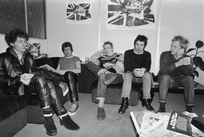 The Sex Pistols and manager Maclcolm McLaren in December, 1976. From left: McLaren, Steve Jones, John Lydon/Rotten, Glen Matlock and Paul Cook. Photo by R. Jones/Getty Images