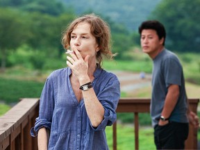 Isabelle Huppert and Kwon Hae-hyo in Hong Sang-soo's film, In an other Country.