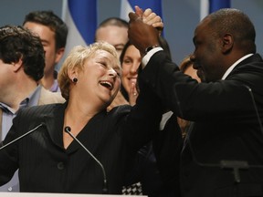 Pauline Marois, Maka Kotto, election night Dec. 8, 2008. Gazette photo by John Kenney.