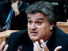 Former construction boss Lino Zambito testifies before the Charbonneau inquiry probing corruption and collusion in Quebec's construction industry. Apparently, contract rigging was so prevalent that the rate of graft had to be paced not to cause inflation.Television image/THE CANADIAN PRESS/Paul Chiasson
