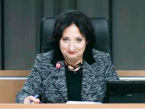 MONTREAL, QUEBEC; NOVEMBER 20, 2012 -- Chief commissioner France Charbonneau presides over the commision of inquiry into corruption and collusion in the construction industry in Quebec. Another delay announced as the inquiry examines evidence "of interest" to Montreal city hall and the Quebec Liberal Party. (John Mahoney/THE GAZETTE)