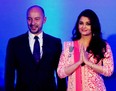 Bollywood actress Aishwarya Rai Bachchan (R) stands next to French ambassador to India, François Richier, after the French civilian award, Chevalier dans l’Ordre des Arts et des Lettres (Knight of the Order of Arts and Letters) was conferred upon her, in Mumbai on November 1, 2012. (STR/AFP/Getty Images)