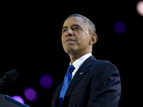 President Barack Obama pauses as he speaks at the election night party at McCormick Place on Wednesday in Chicago. Obama defeated Republican challenger former Massachusetts Gov. Mitt Romney, but will that victory result in a less divided U.S.? (AP Photo/Carolyn Kaster)