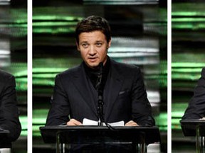 Actor Jeremy Renner speaks at the Casting Society of America 2012 Artios Awards at the Beverly Hilton Hotel on October 29, 2012 in Beverly Hills, California.  (Kevin Winter/Getty Images)
