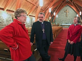 Anne Simpson, The Right Reverend Barry Clarke, Bishop of Montreal, parish priest Rev. Pamela Yarrow and Wayne Price, the rector's warden.