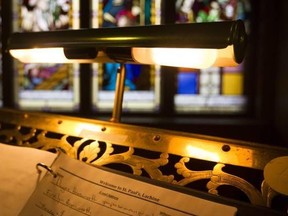 A sign-in sheet at the entrance of St. Paul's Anglican Church before its last service on Sunday, Nov. 25.