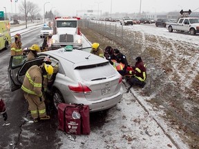 This was the scene on the Trans-Canada Highway in Pointe-Claire on Sunday, Dec. 16.