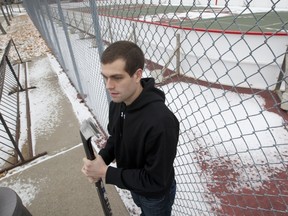 Chris Guerra Edward at the Janiszewski Park in Dollard. He and his younger brother were fined for playing hockey in the park after it had closed.