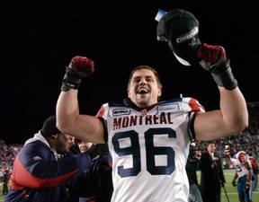 Als' defensive-tackle J.P. Bekasiak celebrates Grey Cup victory.
Don Healy/Canwest News