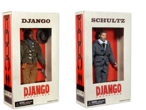 "Action figures" of Django and Shultz, characters from the Quentin Tarantino film Django Unchained. Composite photo. Original images are from Amazon.com.