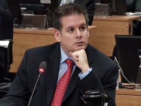 A frame grab shows political organizer Martin Dumont testifying at the Charbonneau inquiry looking into corruption in the Quebec construction industry. The accuracy of Dumont's explosive testimony last year has now come under scrutiny. THE CANADIAN PRESS/Charbonneau Commission