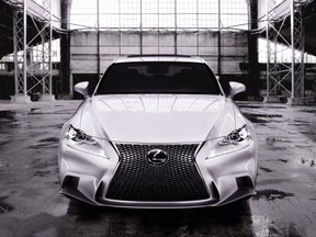 The totally redesigned Lexus IS F Sport features an aggressive looking spindle-type front grille. Photo courtesy of Lexus.