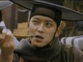 Kang Dong-won in wizardly contemplation, in a screen grab from the Korean film Woochi (Jeon Woo Chi: The Taoist Wizard)