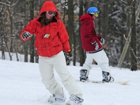 Snowboarders came out to Mont-Rigaud last Saturday to enjoy the fresh snow.